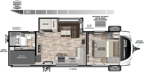 Floor Plan for Vibe Travel Trailer